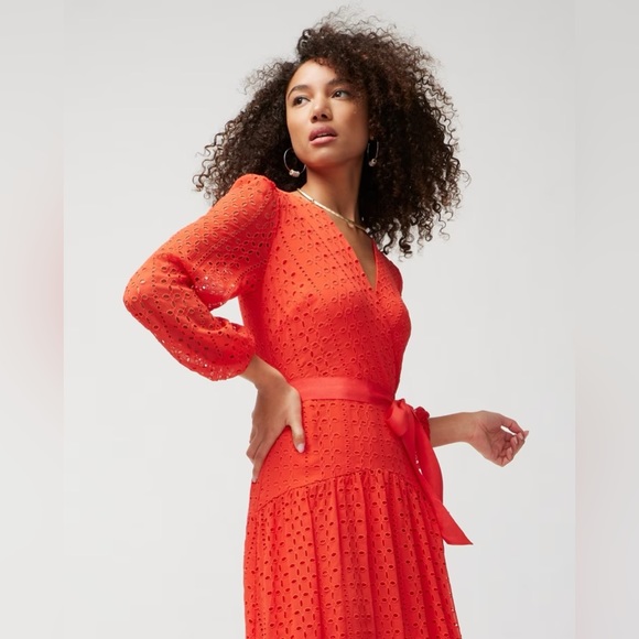 NWT WHBM Long-Sleeve Eyelet Maxi Dress - Picture 3 of 5